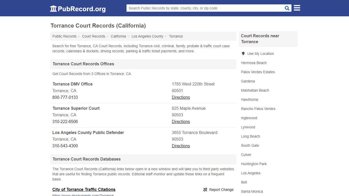 Free Torrance Court Records (California Court Records) - PubRecord.org